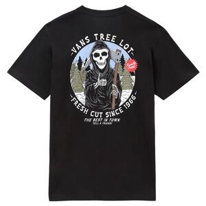 Vans Grim Reaper 'Tree Lot' Christmas Theme Graphic Crop T-Shirt |Size Large|